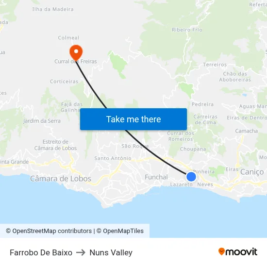 Farrobo De Baixo to Nuns Valley map