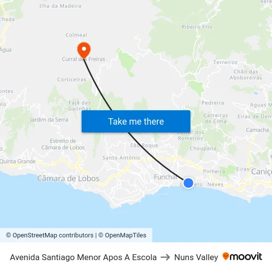 Avenida Santiago Menor Apos A Escola to Nuns Valley map