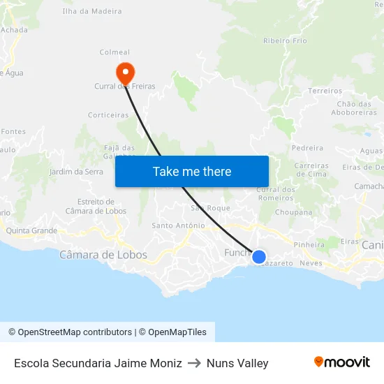 Escola Secundaria Jaime Moniz to Nuns Valley map