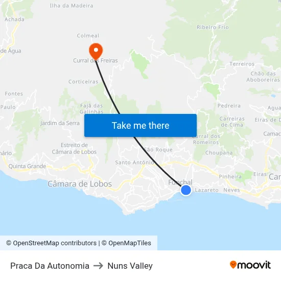 Praca Da Autonomia to Nuns Valley map