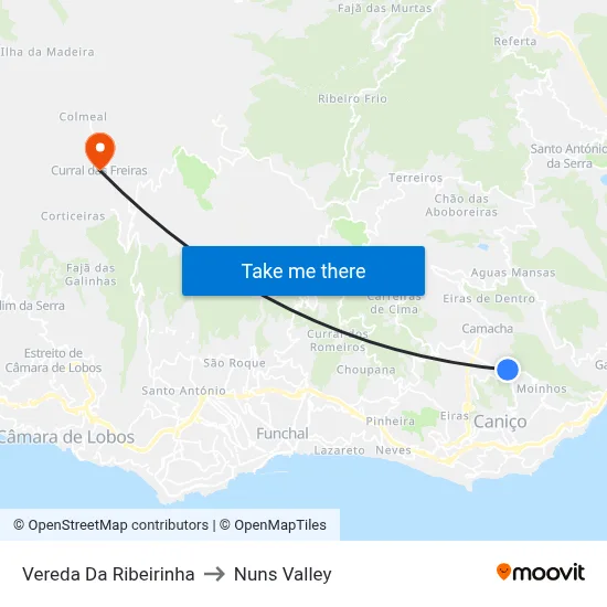 Vereda Da Ribeirinha to Nuns Valley map