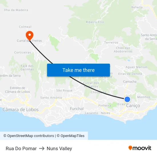 Rua Do Pomar to Nuns Valley map