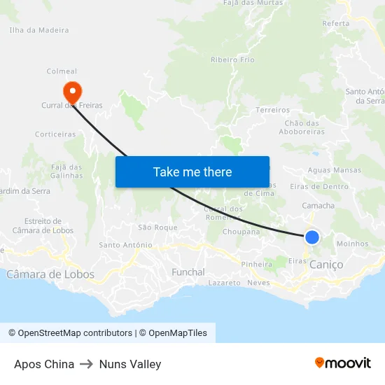 Apos China to Nuns Valley map