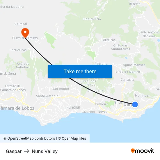 Gaspar to Nuns Valley map