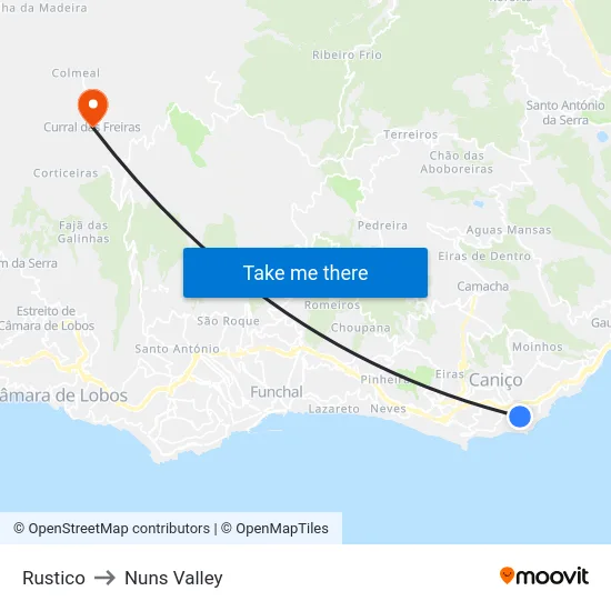 Rustico to Nuns Valley map
