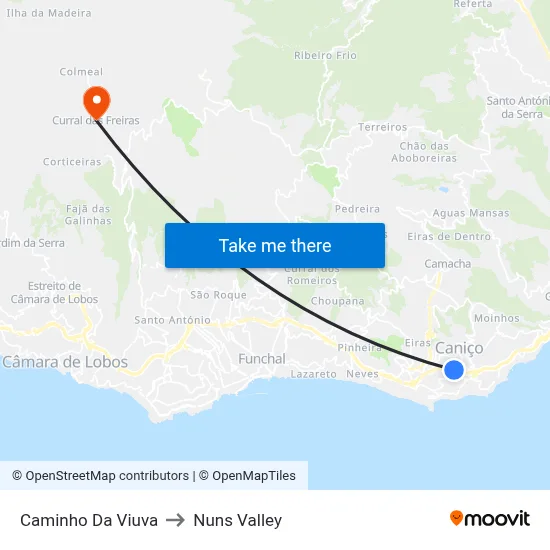 Caminho Da Viuva to Nuns Valley map