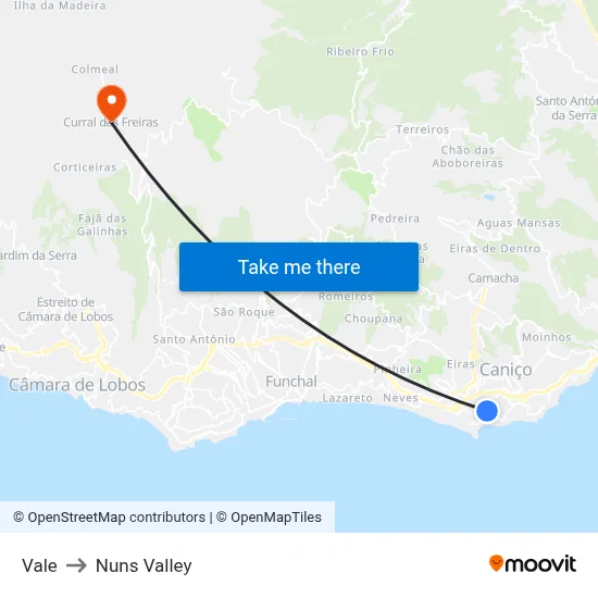 Vale to Nuns Valley map