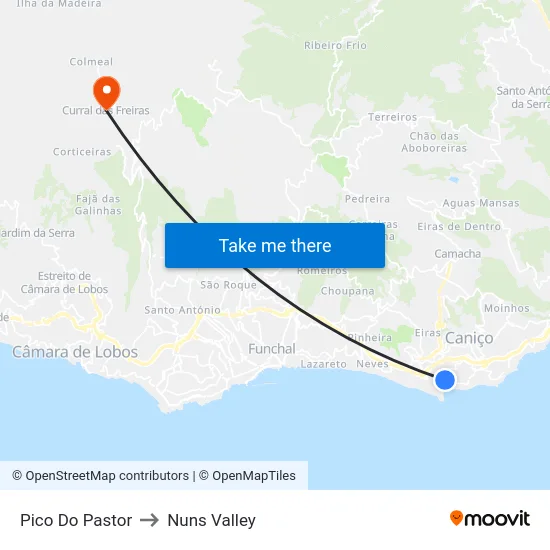 Pico Do Pastor to Nuns Valley map