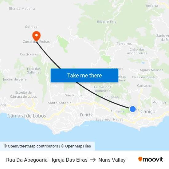 Rua Da Abegoaria - Igreja Das Eiras to Nuns Valley map