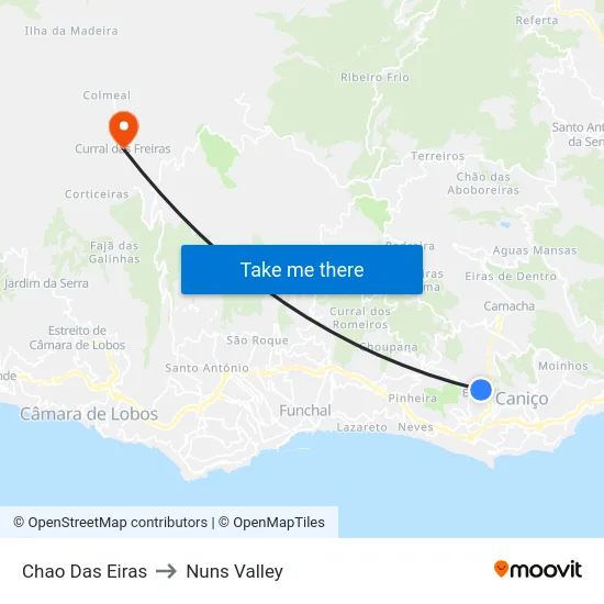 Chao Das Eiras to Nuns Valley map