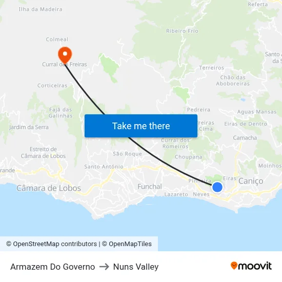 Armazem Do Governo to Nuns Valley map