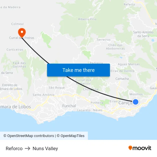 Reforco to Nuns Valley map
