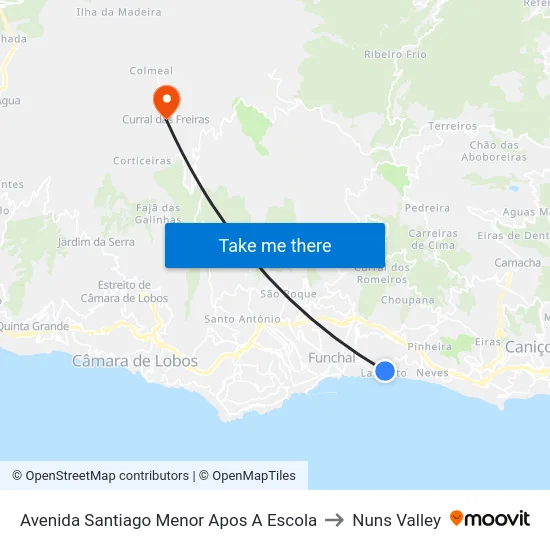 Avenida Santiago Menor Apos A Escola to Nuns Valley map