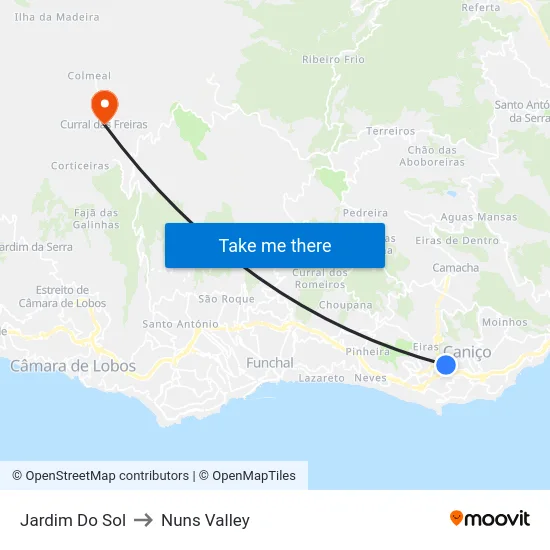 Jardim Do Sol to Nuns Valley map