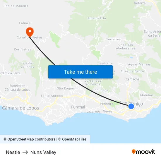 Nestle to Nuns Valley map