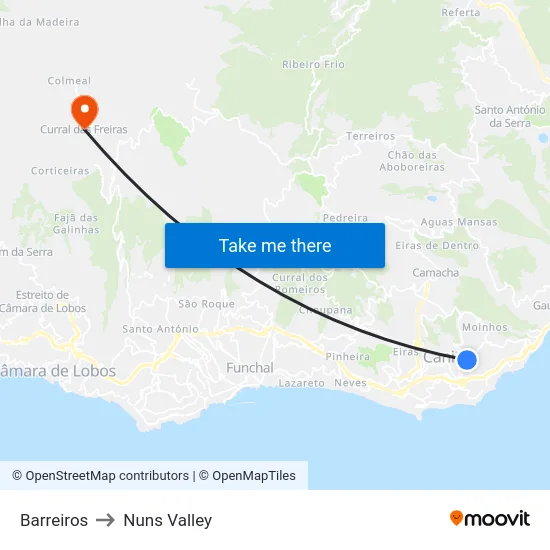 Barreiros to Nuns Valley map