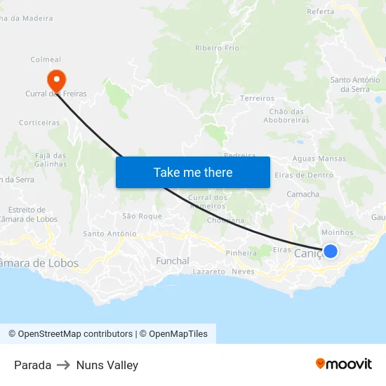 Parada to Nuns Valley map