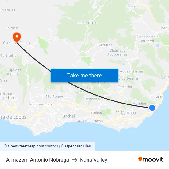 Armazem Antonio Nobrega to Nuns Valley map