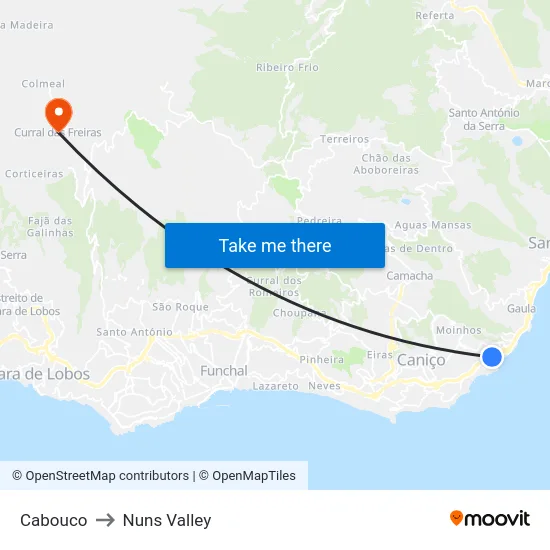 Cabouco to Nuns Valley map