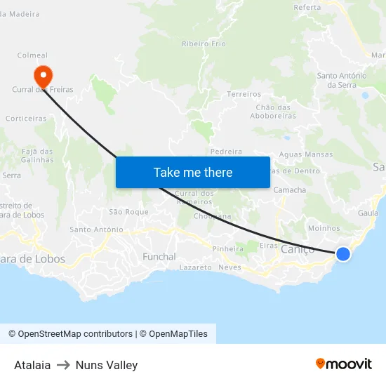 Atalaia to Nuns Valley map