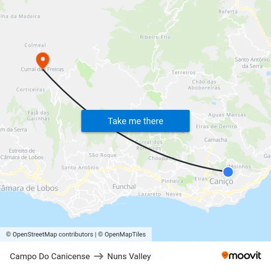 Campo Do Canicense to Nuns Valley map