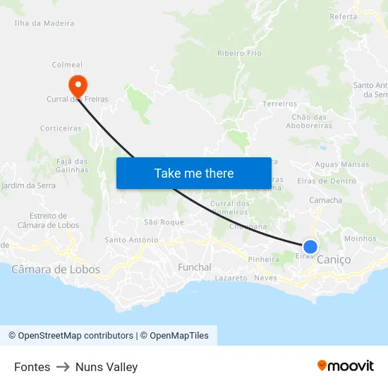 Fontes to Nuns Valley map