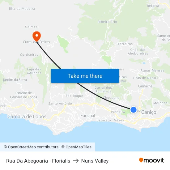Rua Da Abegoaria - Florialis to Nuns Valley map