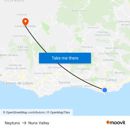 Neptuno to Nuns Valley map