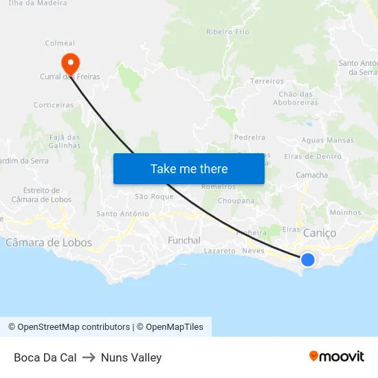 Boca Da Cal to Nuns Valley map