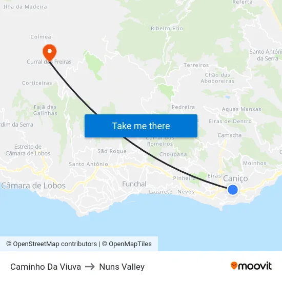 Caminho Da Viuva to Nuns Valley map