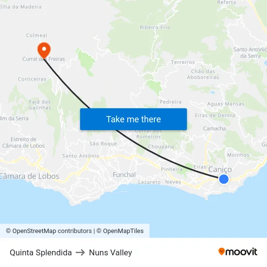 Quinta Splendida to Nuns Valley map