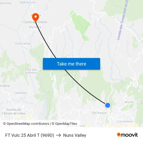 FT Vulc 25 Abril  T (969D) to Nuns Valley map