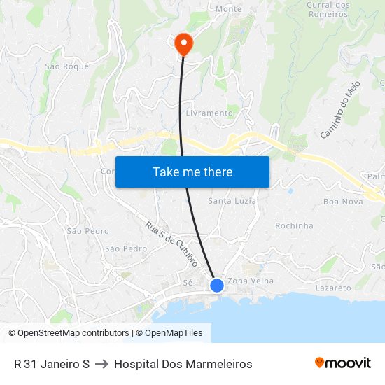 R 31 Janeiro  S to Hospital Dos Marmeleiros map