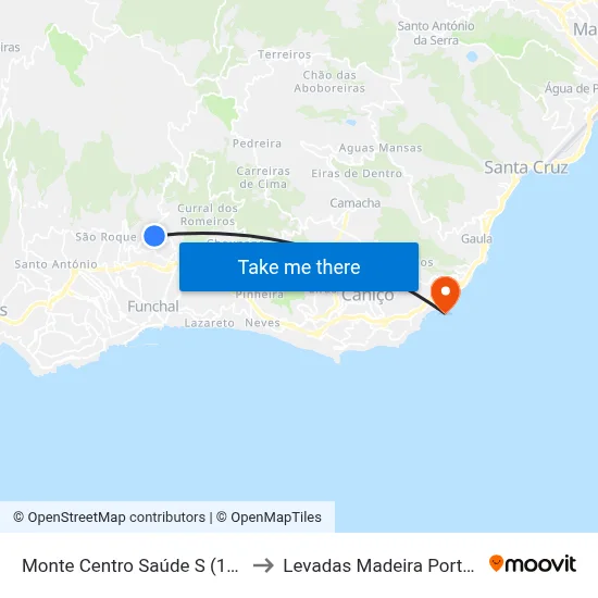 Monte  Centro Saúde  S (1135) to Levadas Madeira Portugal map