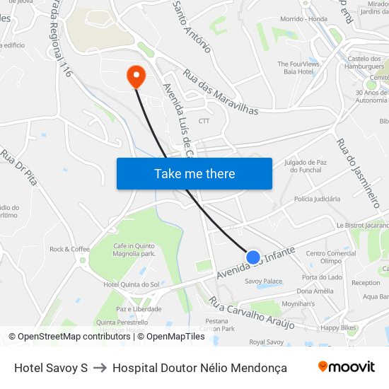 Hotel Savoy  S to Hospital Doutor Nélio Mendonça map