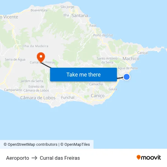 Aeroporto to Curral das Freiras map