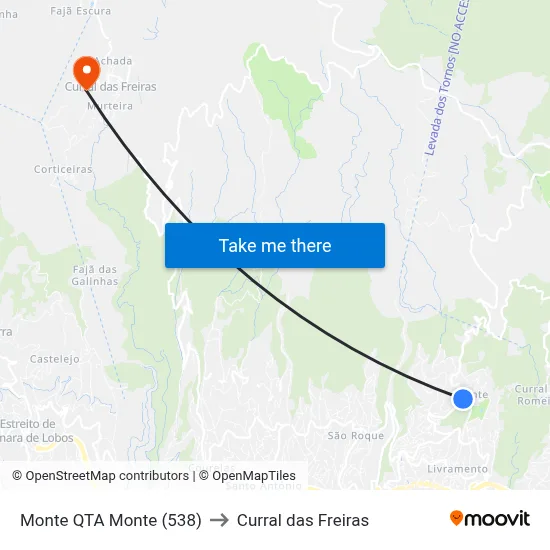 Monte  QTA Monte (538) to Curral das Freiras map