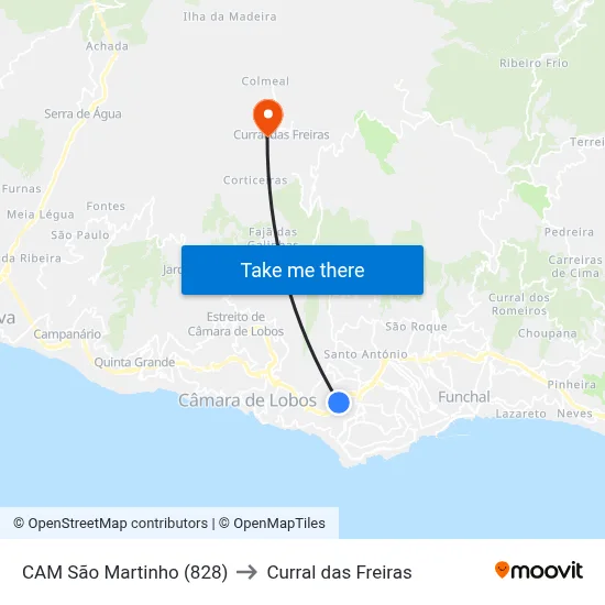 CAM São Martinho (828) to Curral das Freiras map