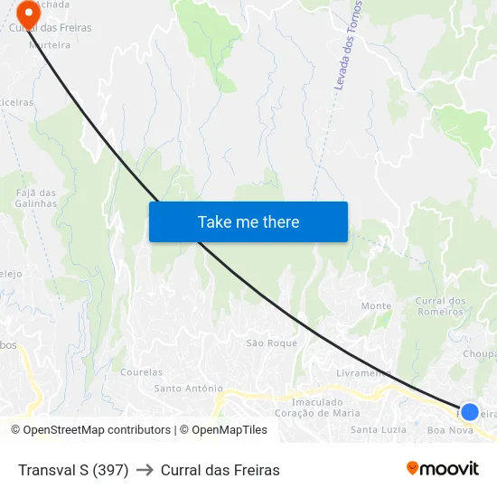 Transval  S (397) to Curral das Freiras map