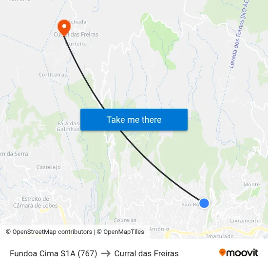 Fundoa Cima  S1A (767) to Curral das Freiras map