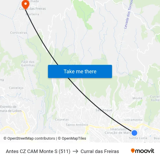 Antes CZ CAM Monte  S (511) to Curral das Freiras map