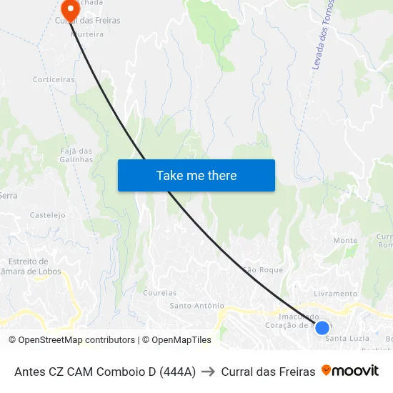 Antes CZ CAM Comboio  D (444A) to Curral das Freiras map