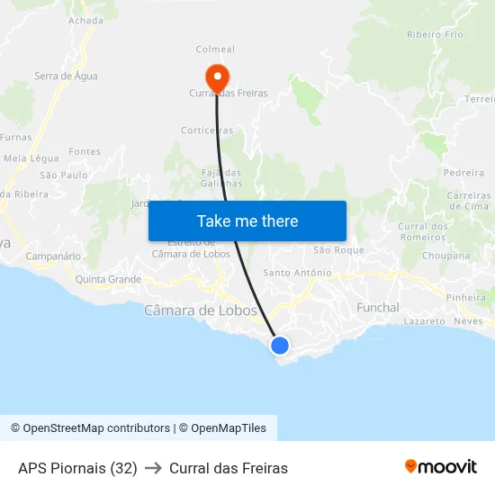 APS Piornais (32) to Curral das Freiras map
