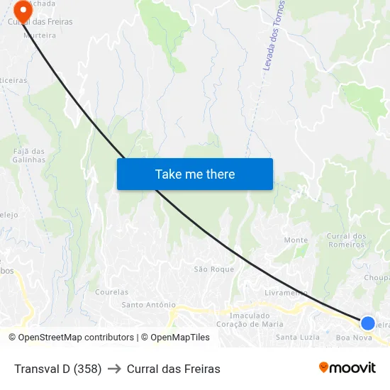 Transval  D (358) to Curral das Freiras map