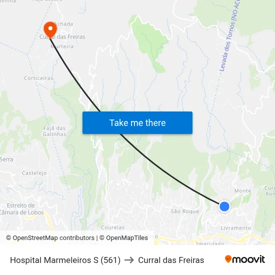 Hospital Marmeleiros  S (561) to Curral das Freiras map