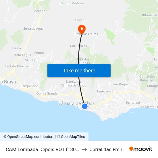 CAM Lombada  Depois ROT (1300) to Curral das Freiras map
