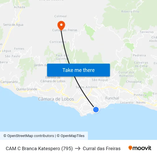 CAM C Branca  Katespero (795) to Curral das Freiras map