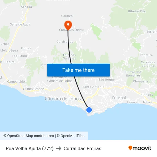 Rua Velha Ajuda (772) to Curral das Freiras map