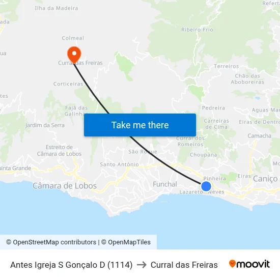 Antes Igreja S Gonçalo  D (1114) to Curral das Freiras map