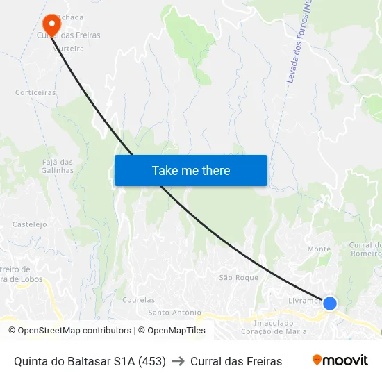 Quinta do Baltasar  S1A (453) to Curral das Freiras map